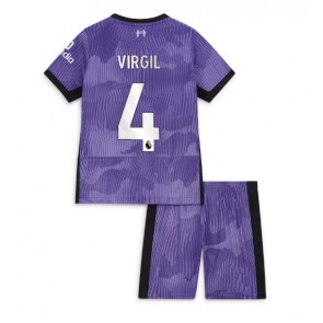 Liverpool Virgil van Dijk #4 kläder Barn 2023-24 Tredje Tröja Kortärmad (+ korta byxor)